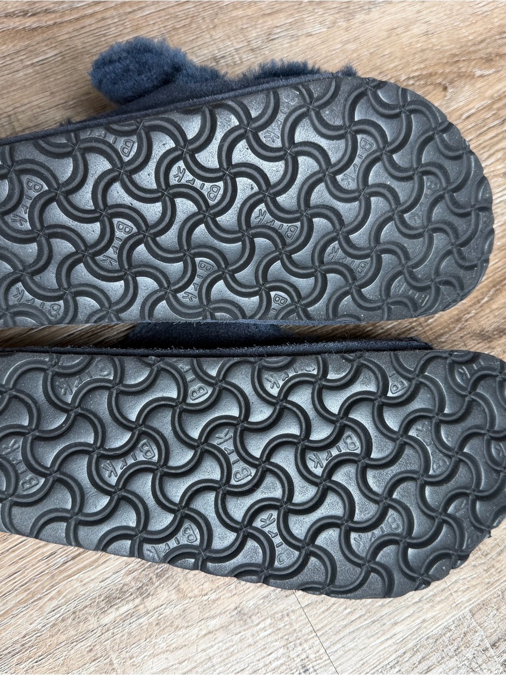 Women’s Fuzzy Blue Birkenstock Sandals - Picture 4 of 6